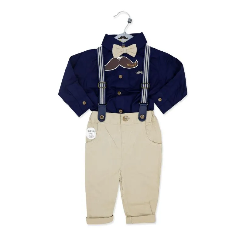 Rose Textiles - Baby Boys Suspender Bowtie Set, Navy - Image 2