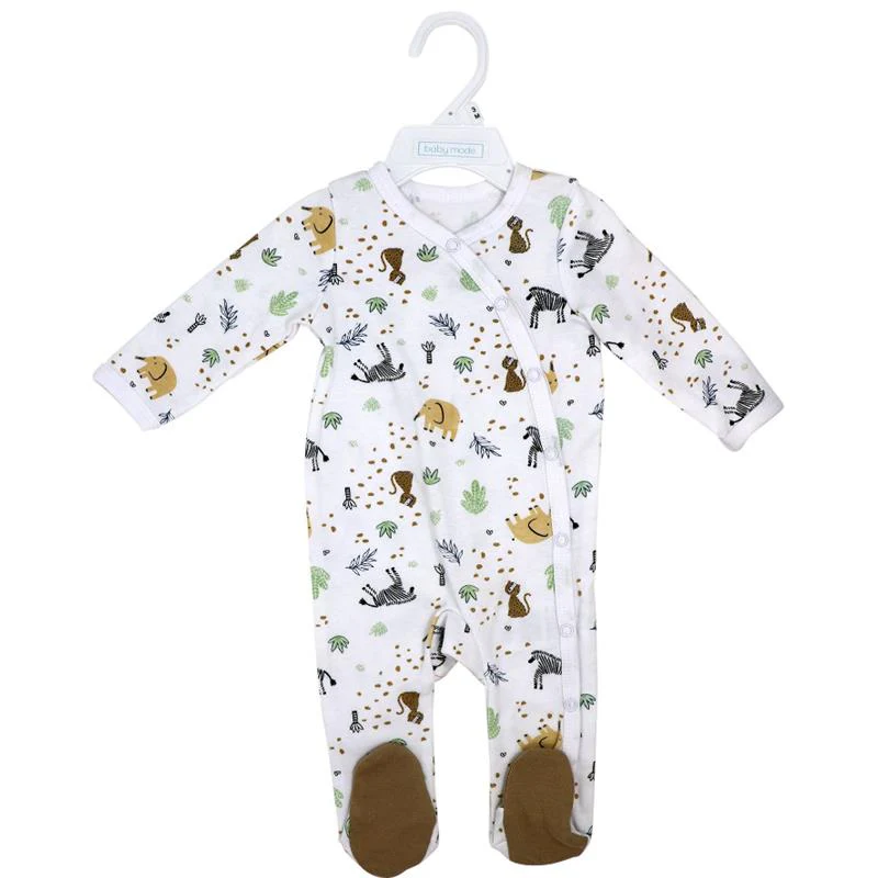 Rose Textiles - Baby Boys Zipper Coverall, Safari Brown - Image 2