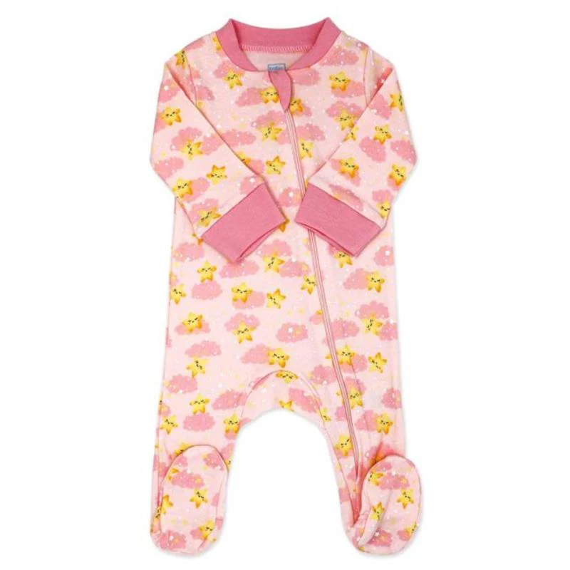 Rose Textiles - Baby Girl Interlock Coverall, Pink Lets Hug - Image 2