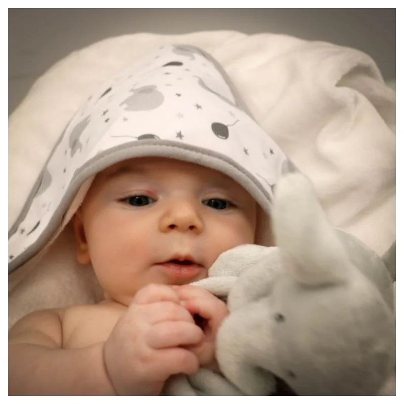 Rose Textiles - Baby Hooded Towel, Grey - Image 2