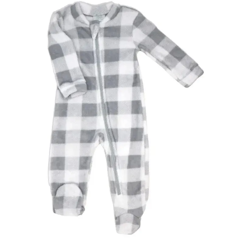 Rose Textiles - Baby Neutral Grey Buffalo Plush Sleepers