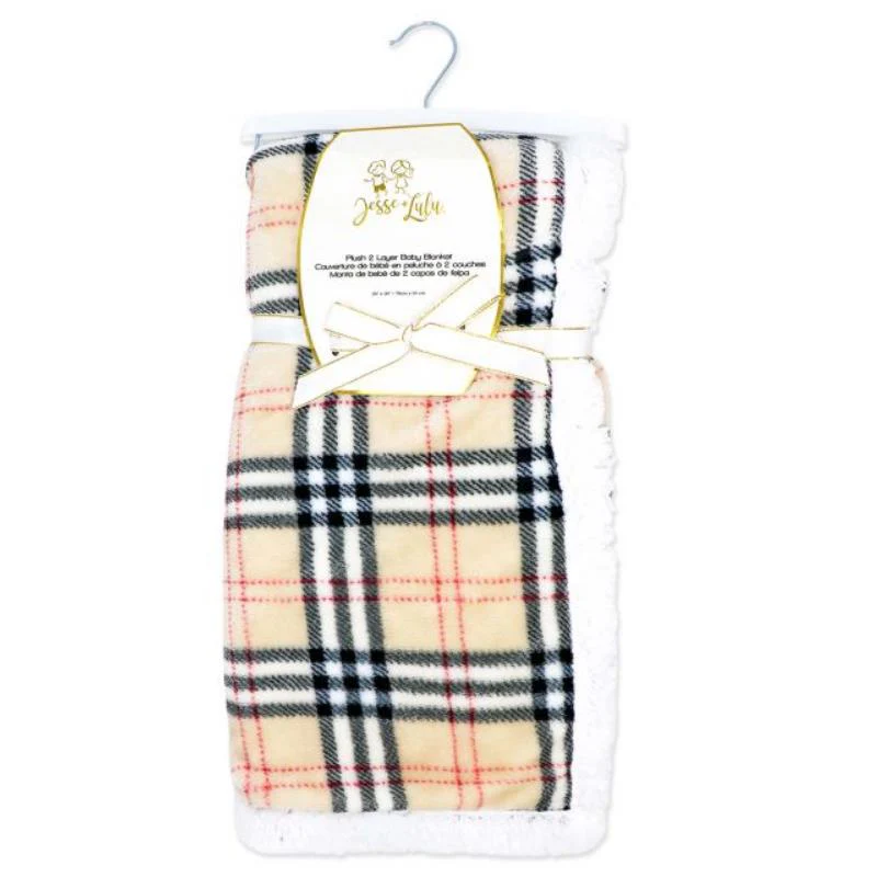 Rose Textiles - Baby Plush Sherpa Backed Blanket Tan