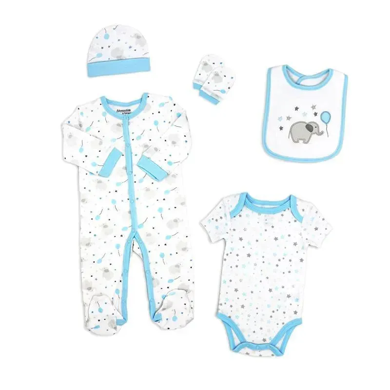 Rose Textiles - Balloon Elephant 5 Piece Set, Blue