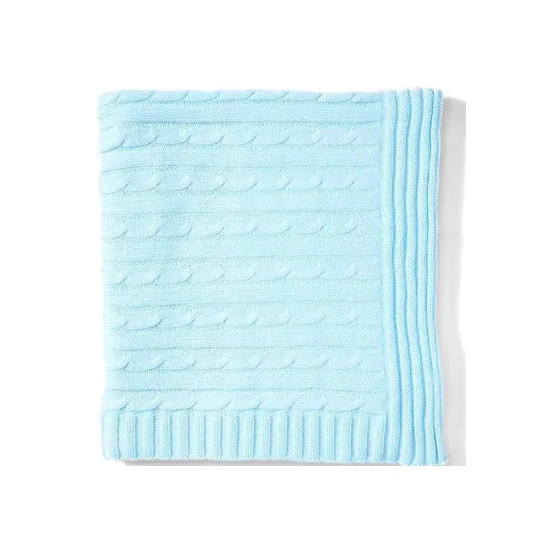 Rose Textiles - Cable Knit Blanket, Blue - Image 2