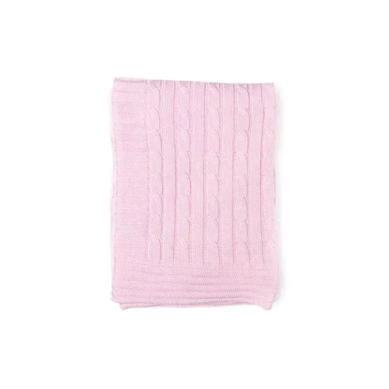 Rose Textiles - Cable Knit Blanket, Pink - Image 2