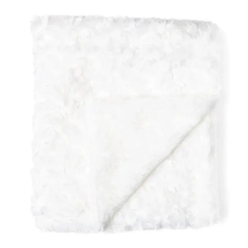 Rose Textiles - Curly Plush Blanket, White - Image 2