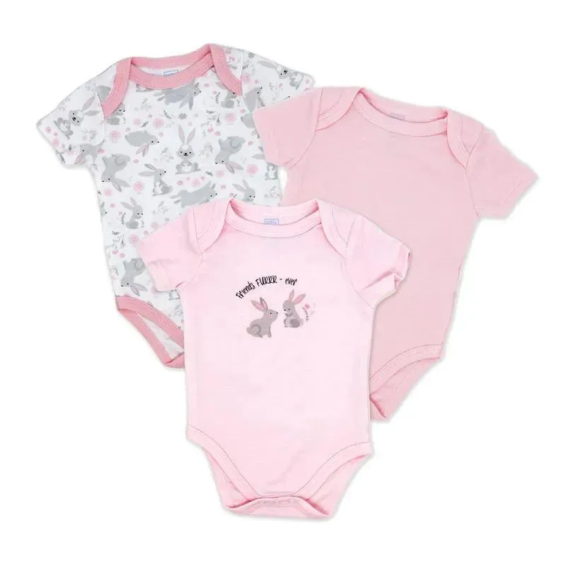 Rose Textiles - Girl's 3 Pack Bodysuit Set, Bunnies
