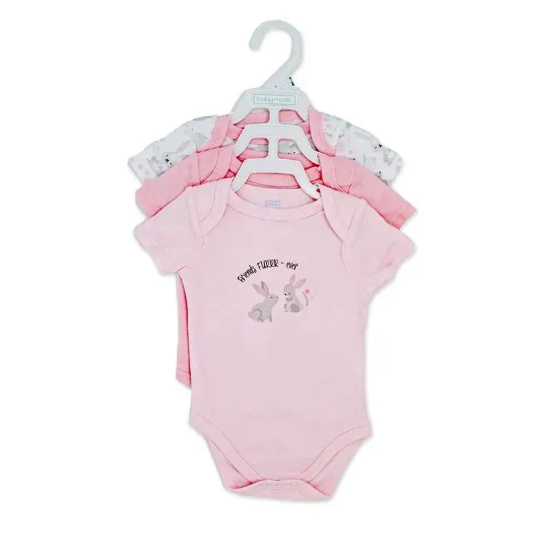 Rose Textiles - Girl's 3 Pack Bodysuit Set, Bunnies - Image 2