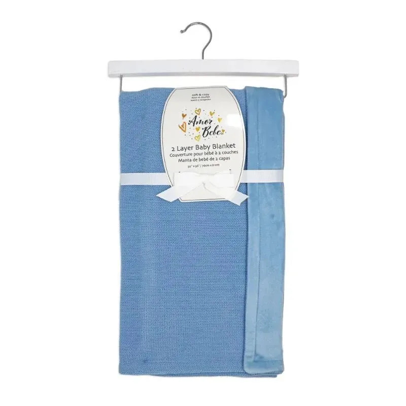 Rose Textiles - Knit Mink Blue Blanket - Image 2