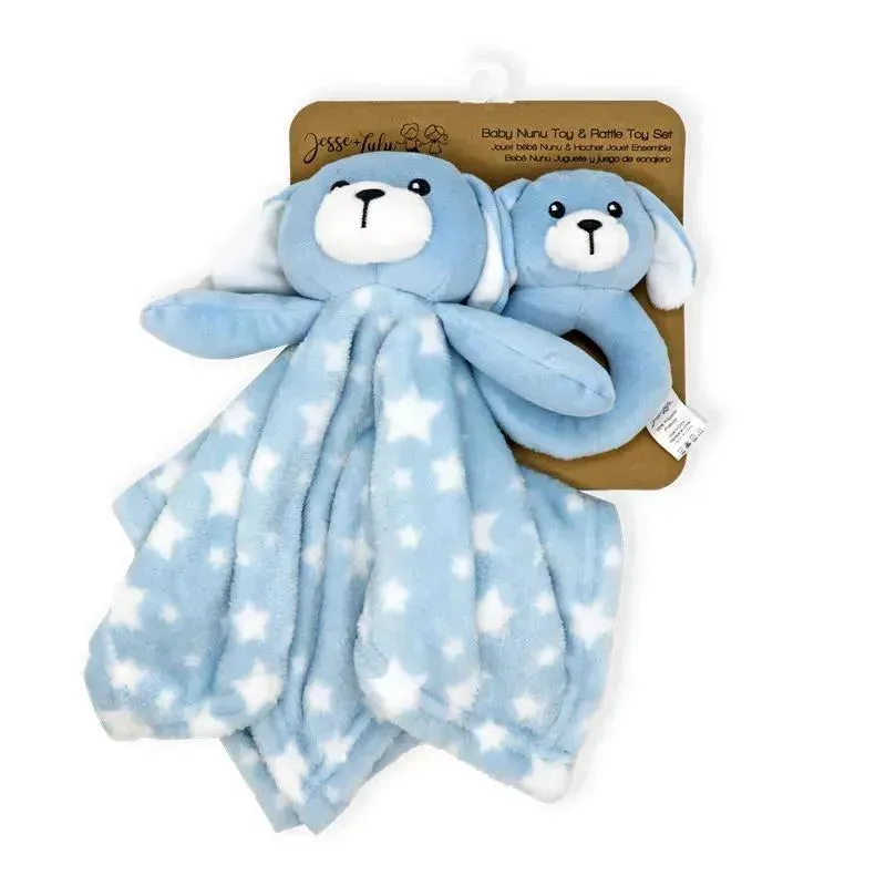 Rose Textiles - Nunu With Ring Rattle, Blue Dog - Image 3