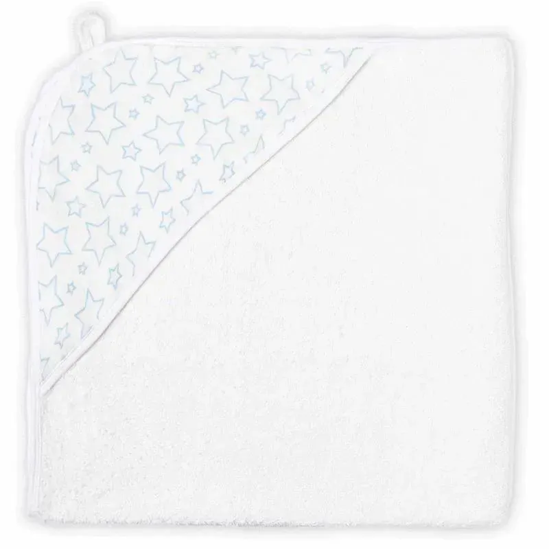 Rose Textiles - Star Muslin Lined Hooded Towel, Blue