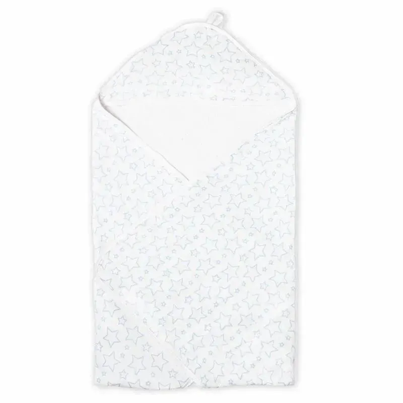Rose Textiles - Star Muslin Lined Hooded Towel, Blue - Image 2