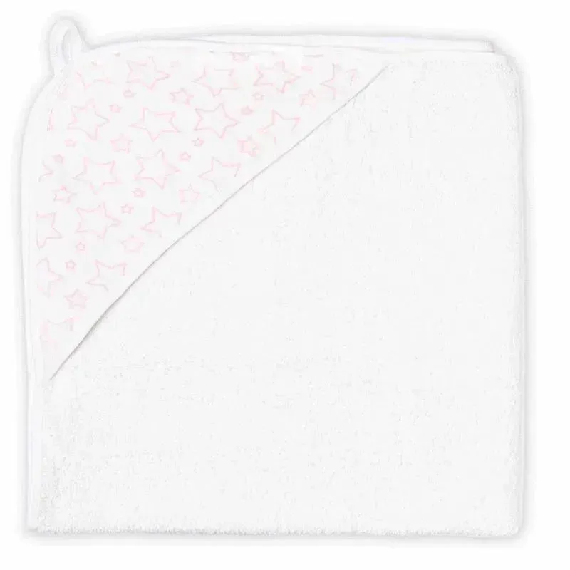 Rose Textiles - Star Muslin Lined Hooded Towel, Pink