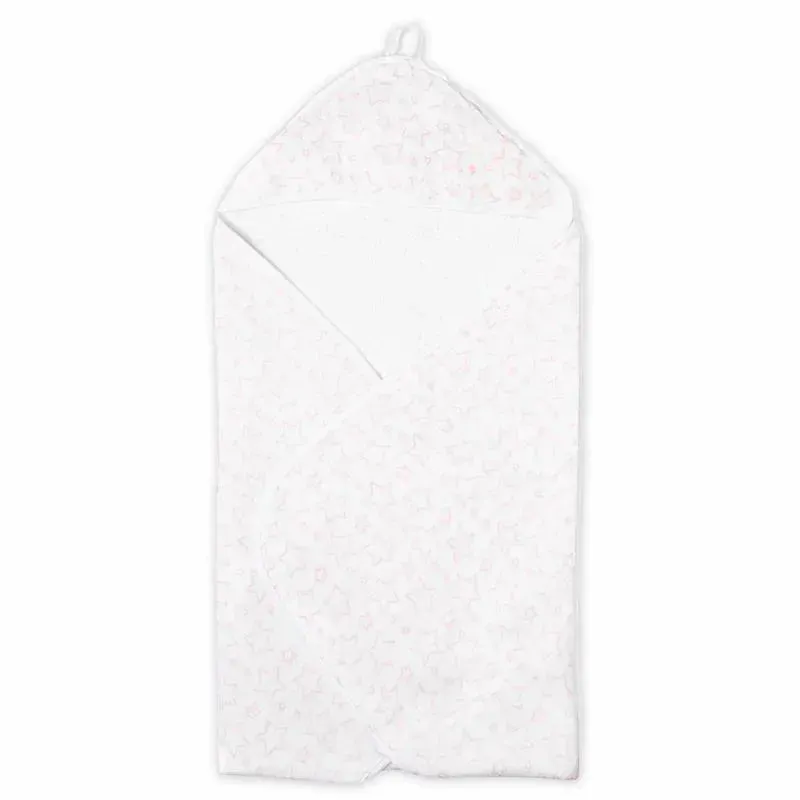 Rose Textiles - Star Muslin Lined Hooded Towel, Pink - Image 2