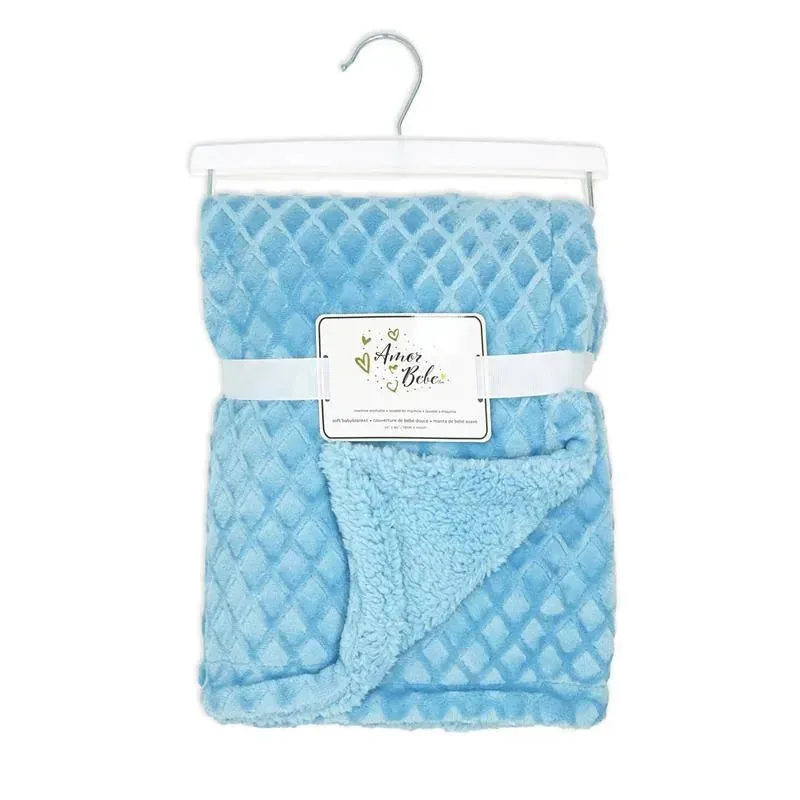 Rose Textiles - Textures Plush 2 Layer Blanket, Blue - Image 2