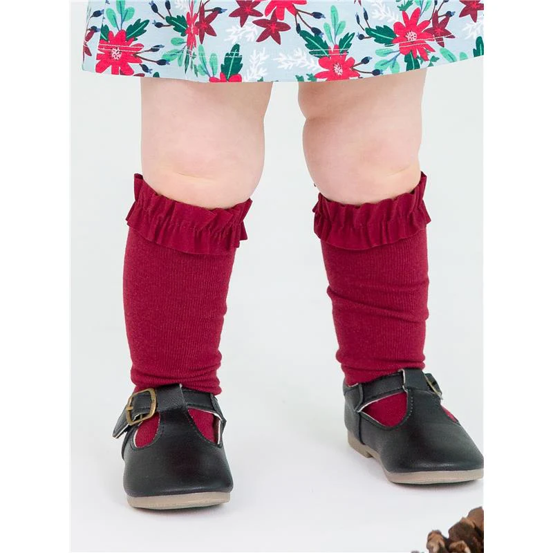 Rufflebutts 3Pk Rosewood, Ivory & Spruce Knee High Socks - Image 4