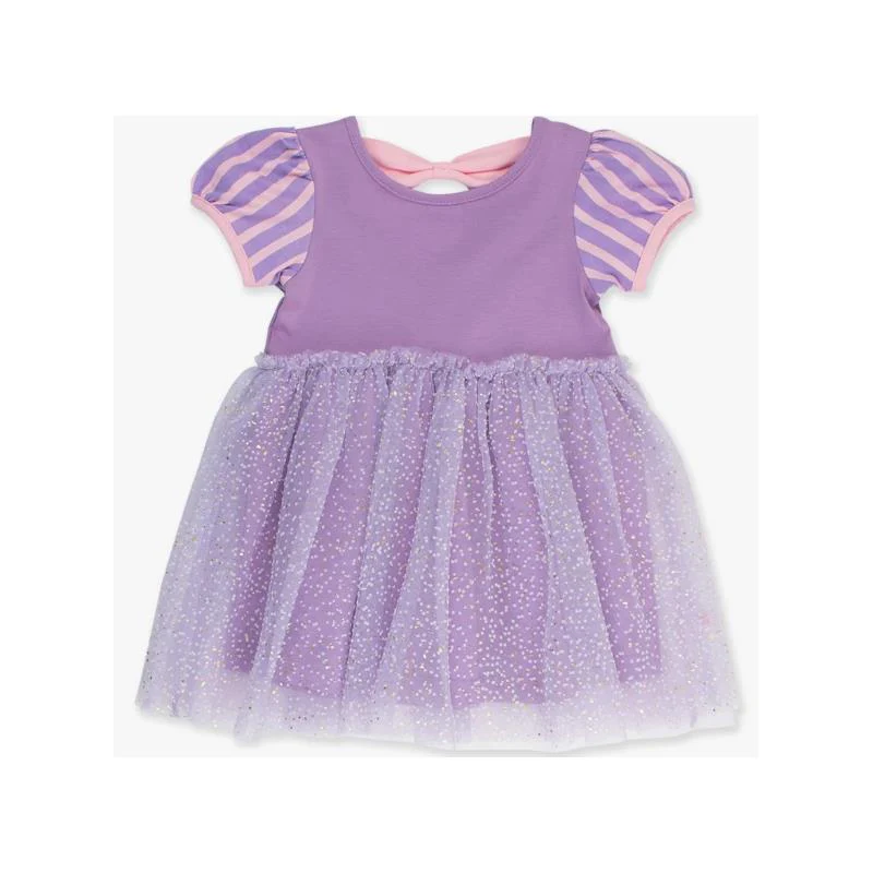 Rufflebutts - Baby Girl Amethyst Short Sleeve Bow Twirl Dress - Image 2