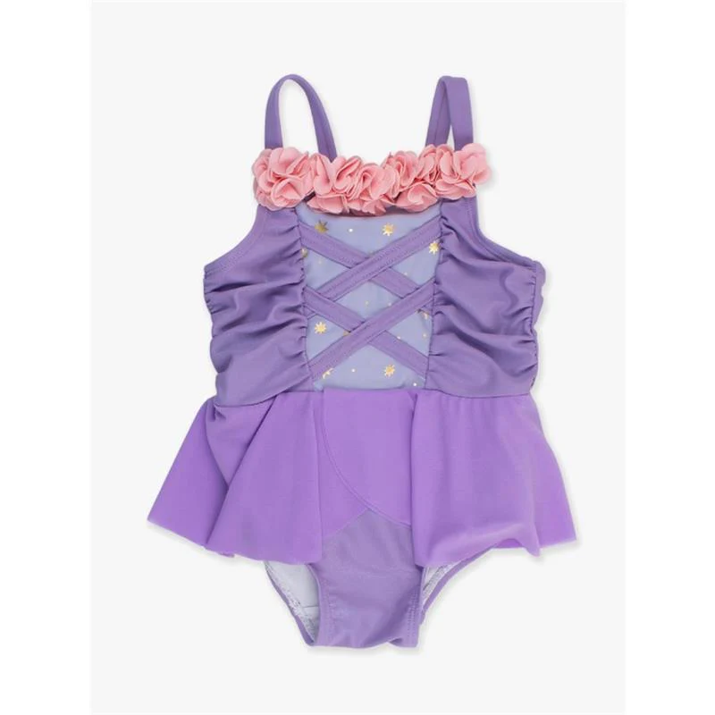 Rufflebutts - Baby Girl Dress-Up One Piece Swimsuit Amethyst Princess - Image 2