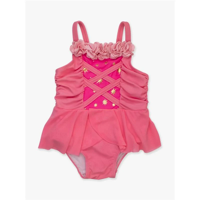 Rufflebutts - Baby Girl Dress-Up One Piece Swimsuit Royal Pink Princess - Image 2