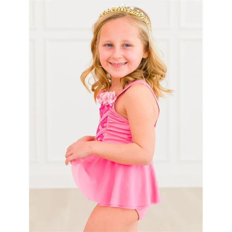 Rufflebutts - Baby Girl Dress-Up One Piece Swimsuit Royal Pink Princess - Image 4