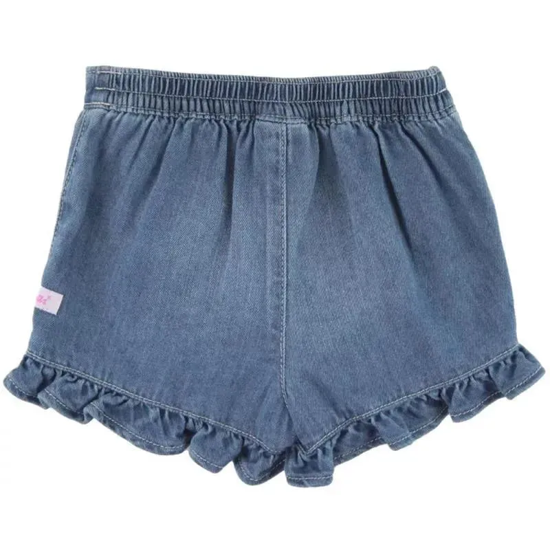 Rufflebutts - Baby Girl Light Wash Denim Ruffled Skort - Image 2