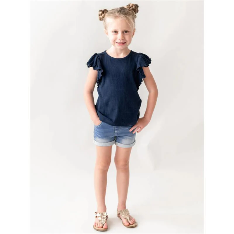 Rufflebutts - Baby Girl Light Wash Denim Shorts