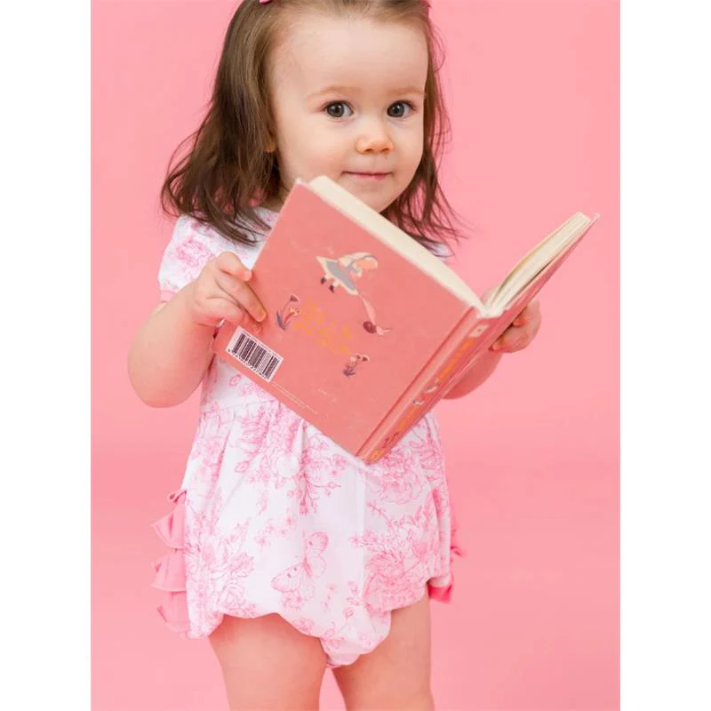 Rufflebutts - Baby Girl Puff Short Sleeve Bow Bubble Romper - Image 4
