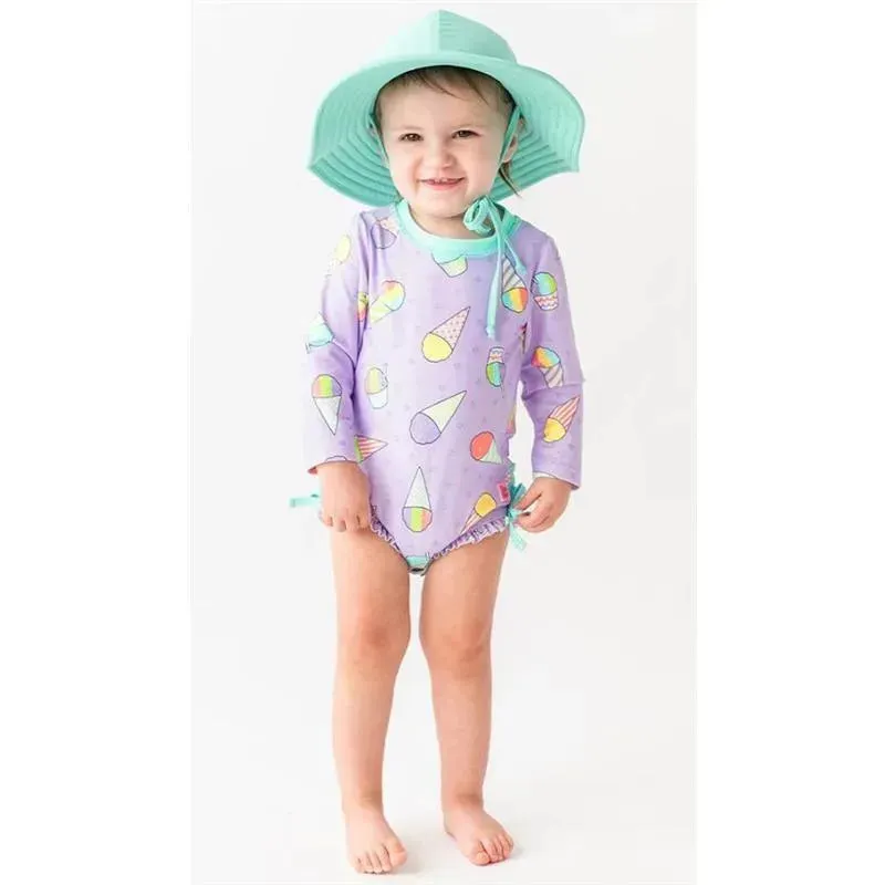 Rufflebutts - Baby Girl Snow Cones Long Sleeve One Piece Rash Guard - Image 2