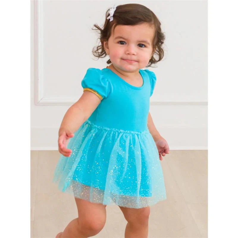 Rufflebutts - Baby Girls Genie Princess Bow Twirl Romper Short Sleeve - Image 4