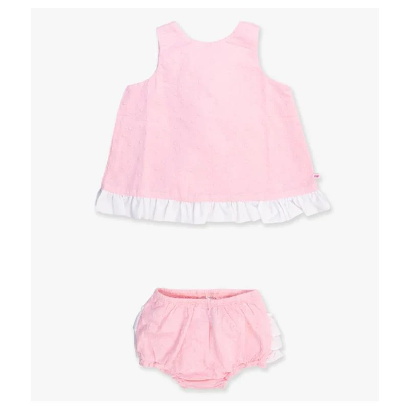 Rufflebutts - Baby Girls Pink & White Swing Top & Bloomer Set Pink - Image 2