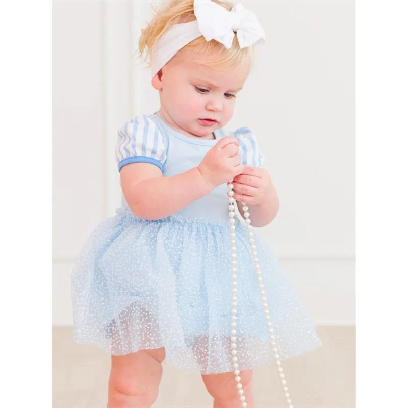 Rufflebutts - Baby Girls Princess Bow Twirl Short Sleeve Romper - Image 3