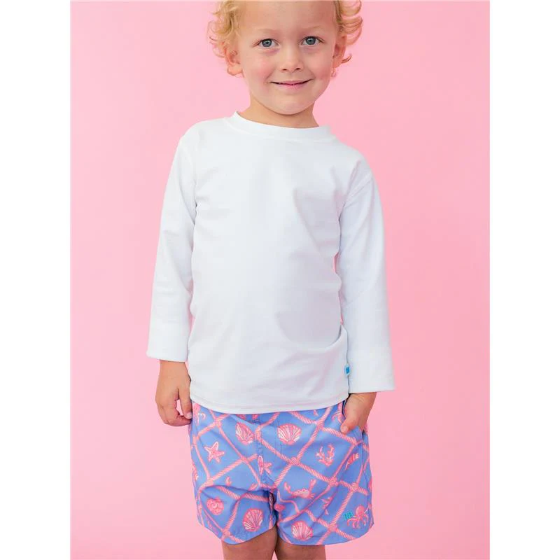 Rufflebutts Boys Tropical Trellis Performance Hybrid Swim Trunks - Image 2