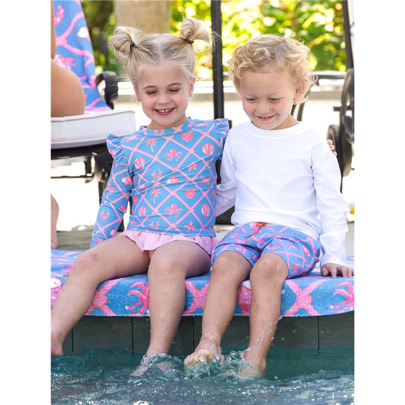Rufflebutts Boys Tropical Trellis Performance Hybrid Swim Trunks - Image 3