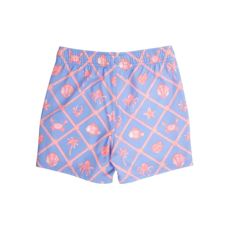 Rufflebutts Boys Tropical Trellis Performance Hybrid Swim Trunks - Image 4
