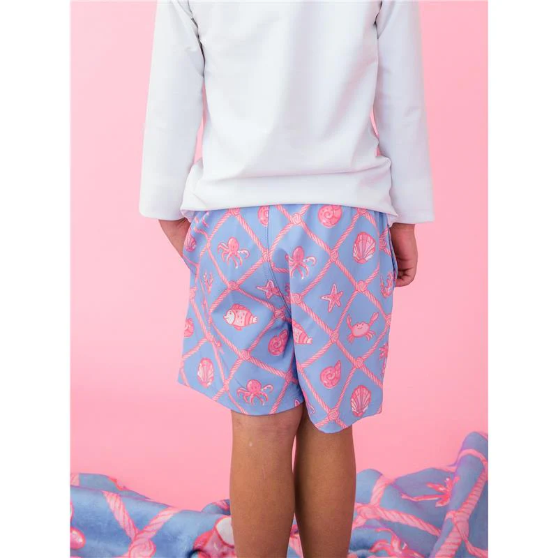 Rufflebutts Boys Tropical Trellis Performance Hybrid Swim Trunks - Image 5