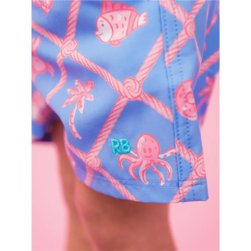 Rufflebutts Boys Tropical Trellis Performance Hybrid Swim Trunks - Image 7