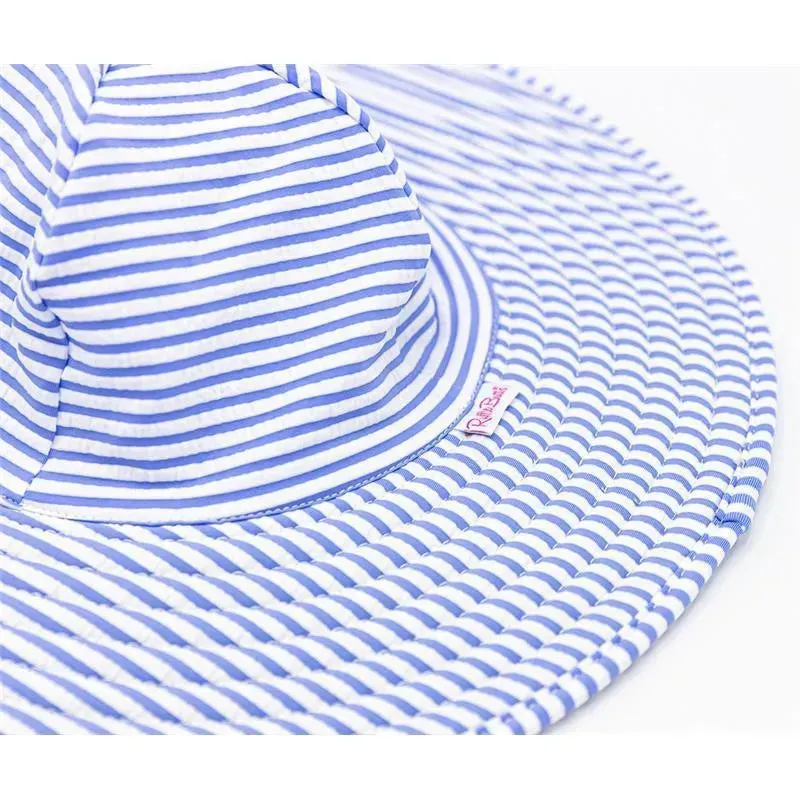 Rufflebutts - Periwinkle Blue Seersucker Swim Hat - Image 2