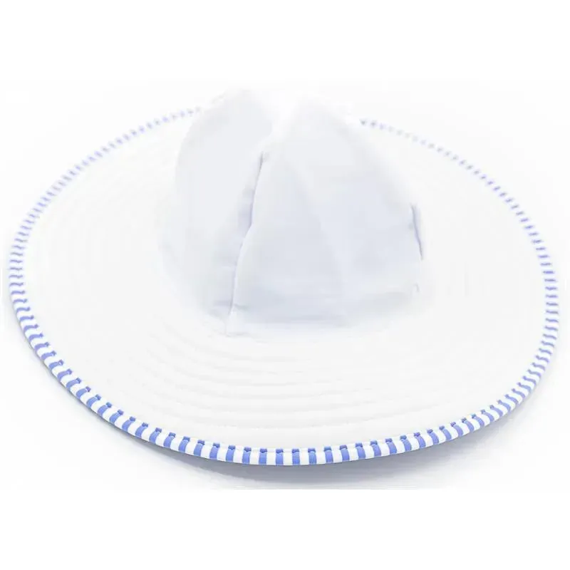 Rufflebutts - Periwinkle Blue Seersucker Swim Hat - Image 4
