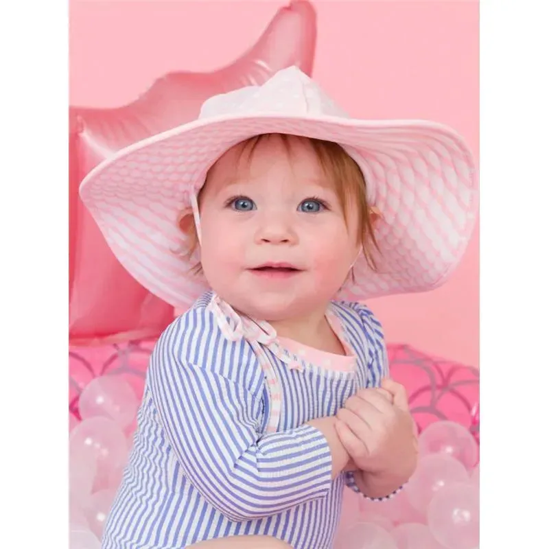 Rufflebutts - Pink Polka And Stripe Reversible Swim Hat - Image 2