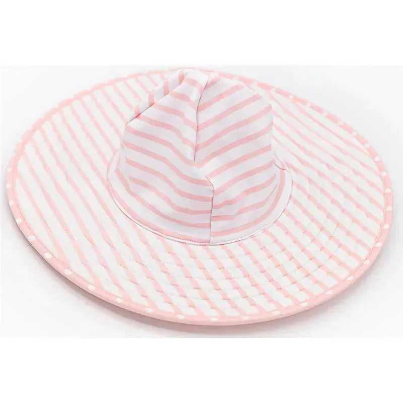 Rufflebutts - Pink Polka And Stripe Reversible Swim Hat - Image 4