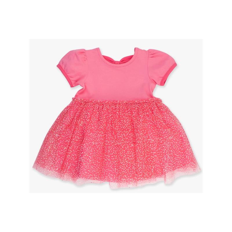 Rufflebutts - Baby Girl Pink Short Sleeve Bow Twirl Dress - Image 2