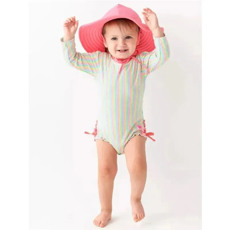Rufflebutts - Rainbow Seersucker Long Sleeve Rash Guard - Image 2