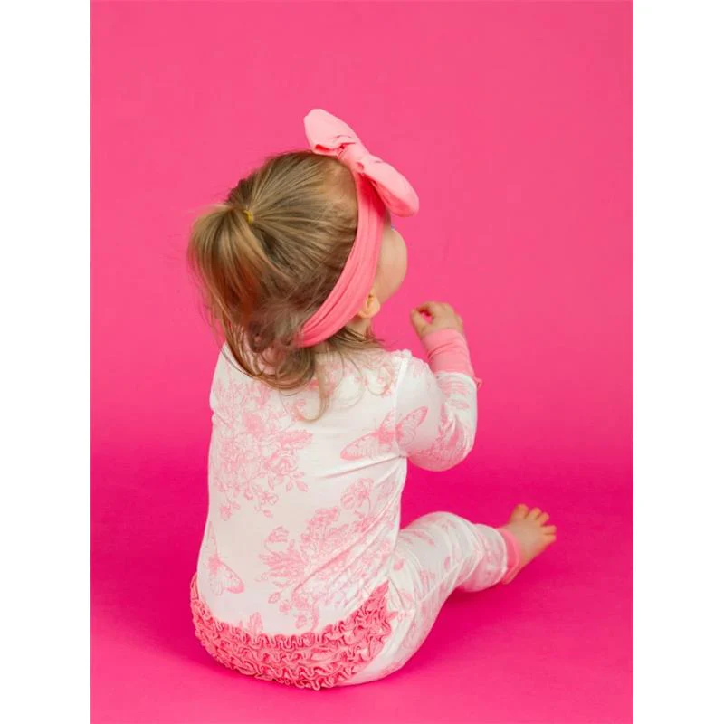 Rufflebutts - Ruffle One Piece Convertible Pajamas, Bubblegum Pink - Image 3