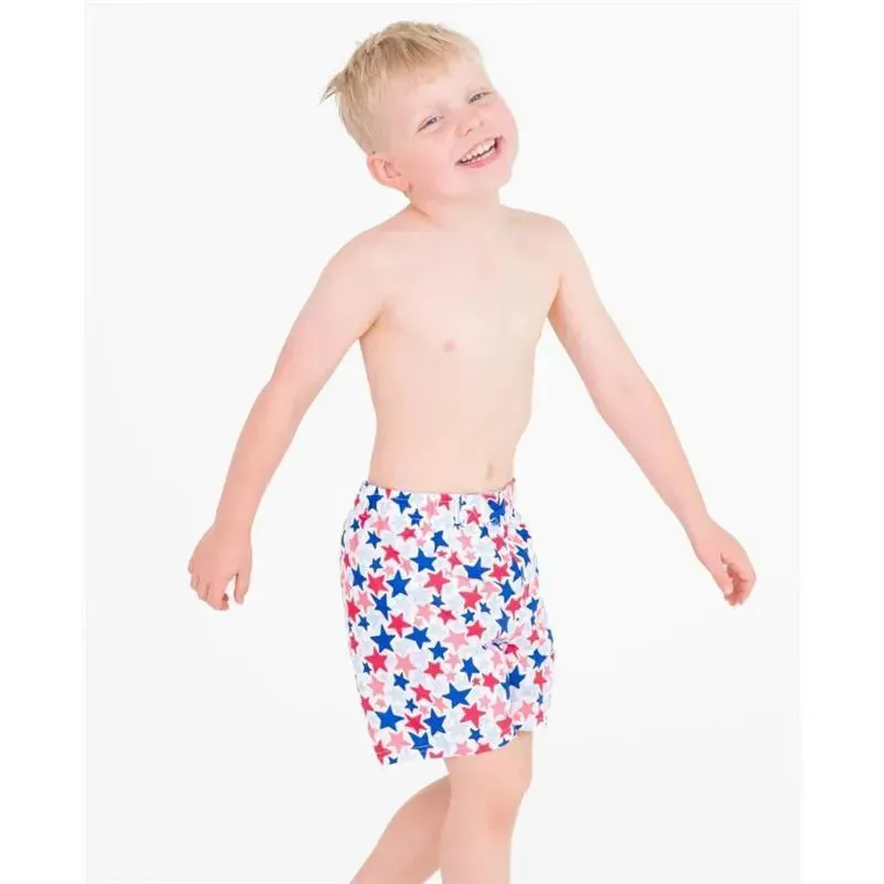 Rufflebutts - Star-Spangled Swim Trunks White With Stars - Image 2