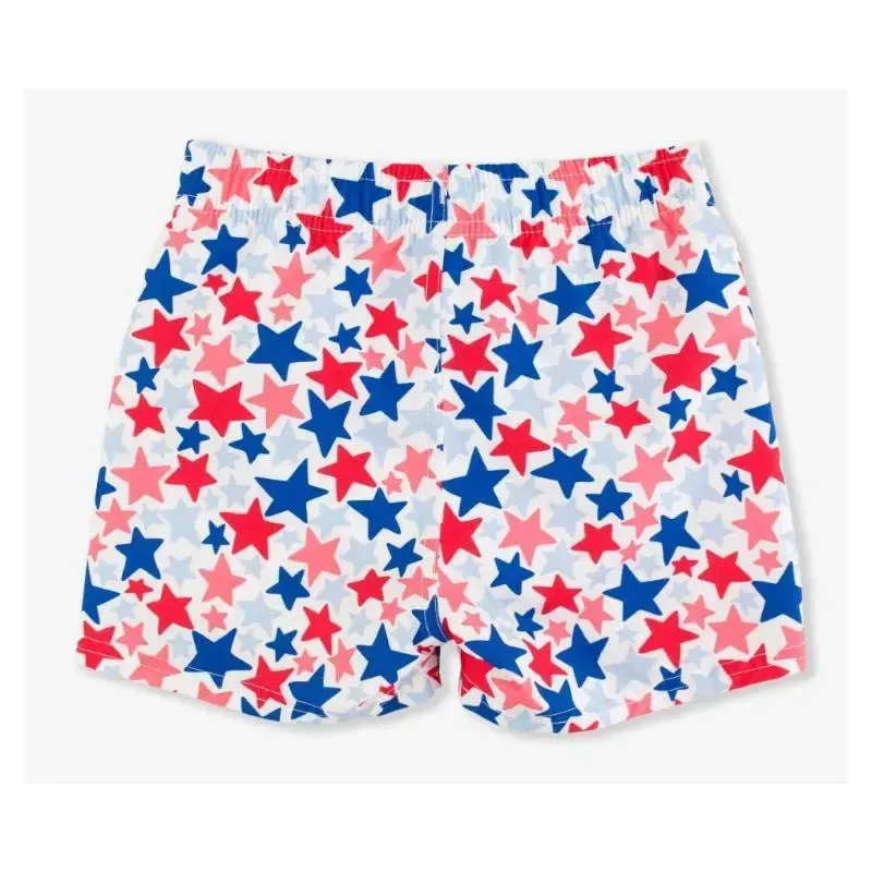 Rufflebutts - Star-Spangled Swim Trunks White With Stars - Image 3