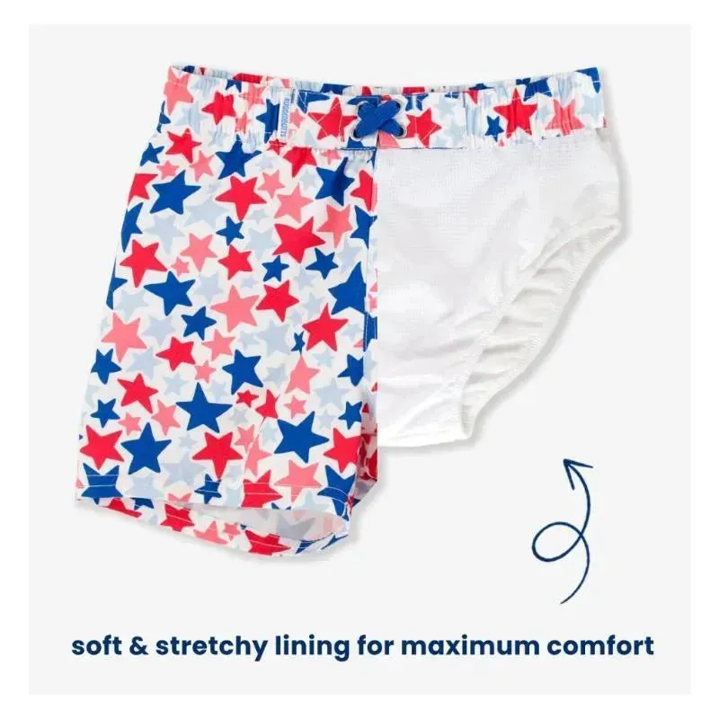 Rufflebutts - Star-Spangled Swim Trunks White With Stars - Image 4