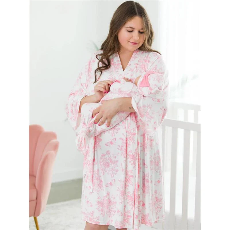 Rufflebutts - Women's Maternity Robe Os Bubblegum Pink - Image 3