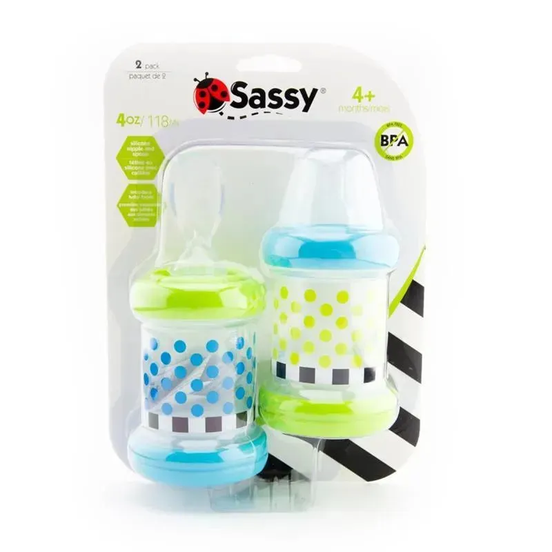 Sassy - Baby Food Nurser, 4+ Months Set of 2, 100% Silicone Nipple and Spoon BPA-Free - Image 4
