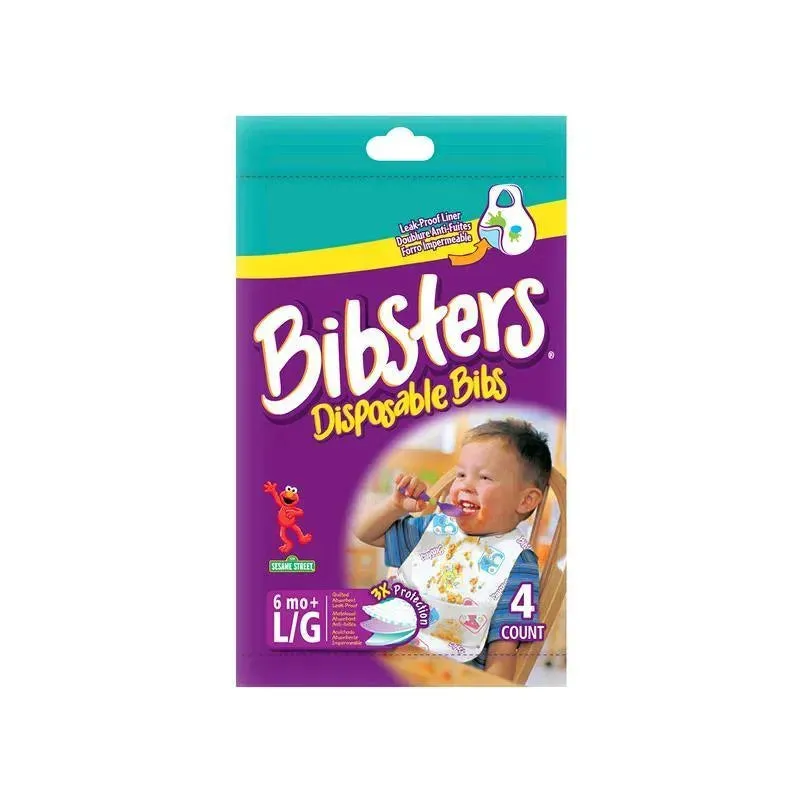Sassy - Bibsters Disposable Bib, Travel Size 4 Ct