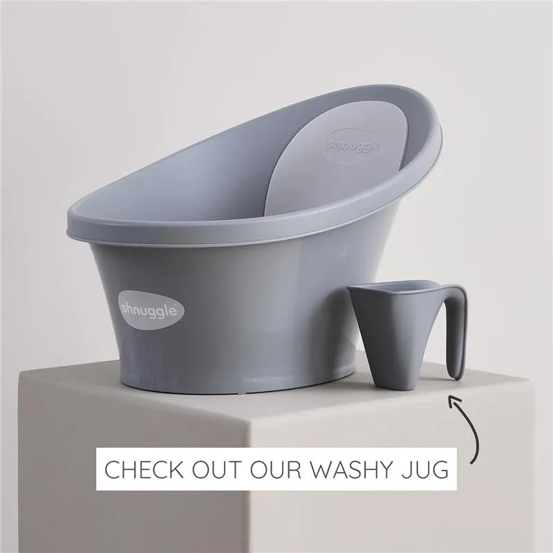 Shnuggle - Newborn Baby Bath With Plug, Pebble Grey - Image 2